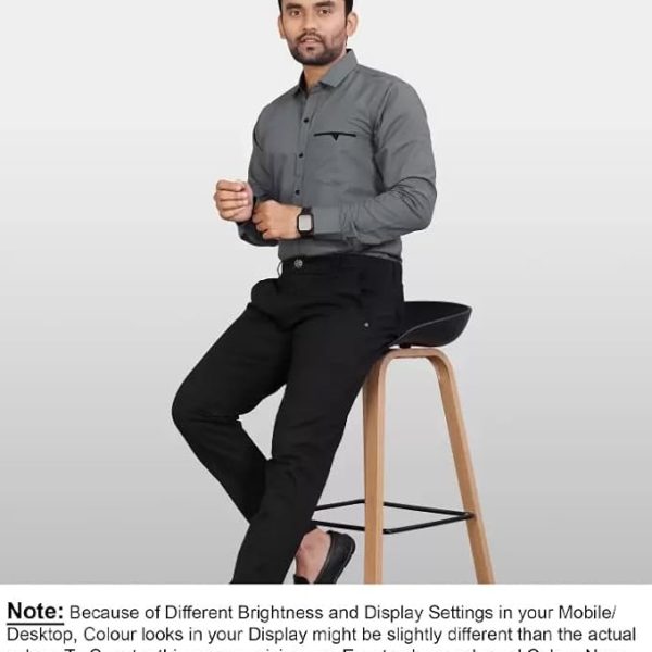 Men's Regular Fit Solid Soft Touch Cotton Casual Shirt with Pocket Design with Spread Collar & Full Sleeves