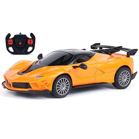 Jam & Honey Remote Control Car for Kids | High-Speed RC Car with Rechargeable Lithium Battery | Type-C Charging | LED Headlights | Orange