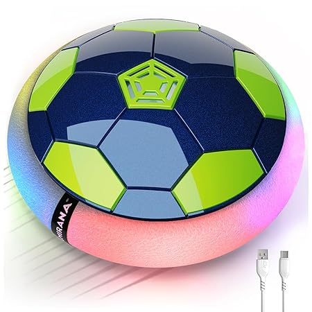 Mirana C-Type USB Rechargeable Battery Powered Hover Football Indoor Floating Hoverball Soccer | Air Football Smart | Made in India Fun Toy Best Gift for Kids Boys and Girls 2-10 Years (Blue-Green)