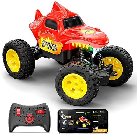 Mirana Spiker 2WD RC Car for Kids | High-Speed ATV Remote & App-Controlled Rock Crawler | USB Rechargeable Offroad Monster Truck with Bluetooth Speakers & RGB Lights | Gift for Boys & Girls (Red)
