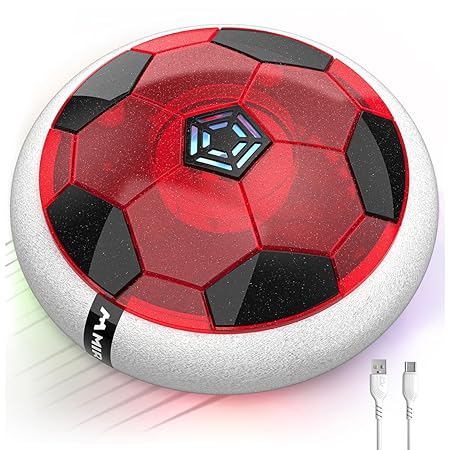 Mirana C-Type USB Rechargeable Battery Powered Hover Football Indoor Floating Hoverball Soccer | Air Football Smart | Made in India Fun Toy Best Gift for Kids Boys and Girls 2-10 Years (Glow-Red)
