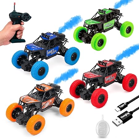 Gooyo GY-45 Rechargeable Remote Control Rock Crawler Car with Smoke | Monster Truck with Spray for Kids | RC Car 4x4 Off-Road Big Car Toy | High Speed | Assorted | in-Built Battery | Gift Box Pack