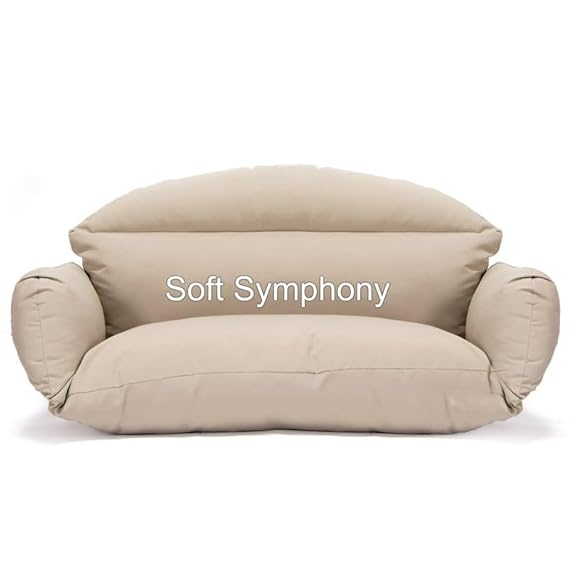 Soft Symphony Cushions for Double Seater Swing Chair - Polyester Cloth Cushion for Hanging/Outdoor Egg/Garden Jhula - Seat Padded Pillow Beige