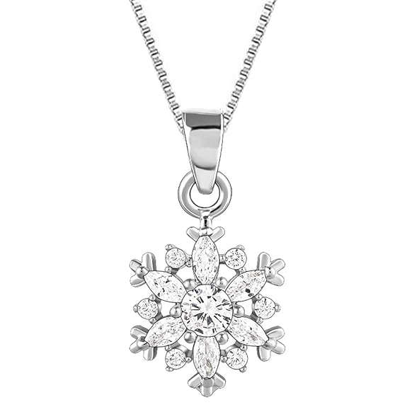 Silver Snowflake Necklace (Box Chain) | Gifts for Women & Girls