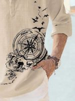 Men's Cotton Blend Mandarin Collar Self One Design Full Sleeve Casual Short Kurta