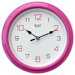Abstract Plastic Round Analog Wall Clock (20.5 Cm X 20.5 Cm X 3.5 Cm, Pink)