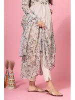Women Floral Print Anarkali Kurta with Pant and Dupatta Set Anarkali Kurti(Beige)