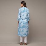 Women Liva Straight Printed Kurta (Teal)