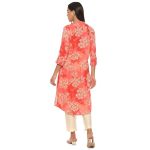 Women Liva Straight Printed Kurta (Coral)