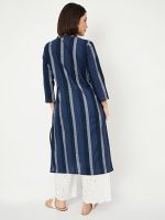 Women's Cotton Regular Fit Striped Regular Kurta