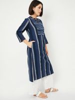 Women's Cotton Regular Fit Striped Regular Kurta