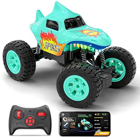 Mirana Spiker 2WD RC Car for Kids | High-Speed ATV Remote & App-Controlled Rock Crawler | USB Rechargeable Offroad Monster Truck with Bluetooth Speakers & RGB Lights | for Boys & Girls (Sky Blue)