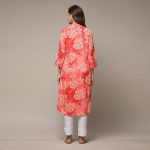 Women Liva Straight Printed Kurta (Coral)