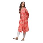 Women Liva Straight Printed Kurta (Coral)