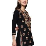 Women's Cotton Straight Fit Tunic Hand Embroidered Lucknow Chikankari Straight Short Kurti