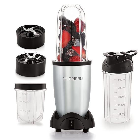 NutriPro Juicer Mixer Grinder - Smoothie Maker - 500 Watts (3 Jar, Silver) - 2 Year Warranty