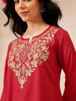 Women's Naila Kashmiri A-Line Short Kurti (red)