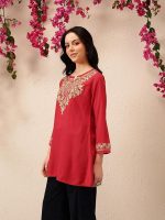 Women's Naila Kashmiri A-Line Short Kurti (red)