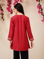 Women's Naila Kashmiri A-Line Short Kurti (red)