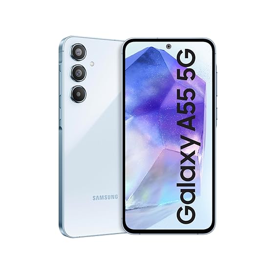 Samsung Galaxy A55 5G (Awesome Iceblue, 12GB RAM, 256GB Storage) | Metal Frame | 50 MP Main Camera (OIS) | Nightography | IP67 | Corning Gorilla Glass Victus+ | sAMOLED with Vision Booster