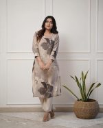 Women's Chanderi Straight Printed Kurta with Pant