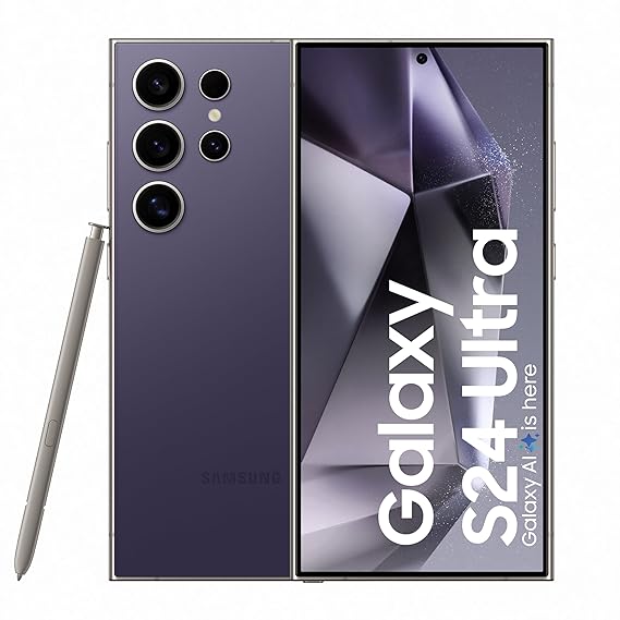 Samsung Galaxy S24 Ultra 5G AI Smartphone with Galaxy AI (Titanium Violet, 12GB, 256GB Storage), Snapdragon 8 Gen 3, 200 MP Camera with ProVisual Engine and 5000mAh Battery