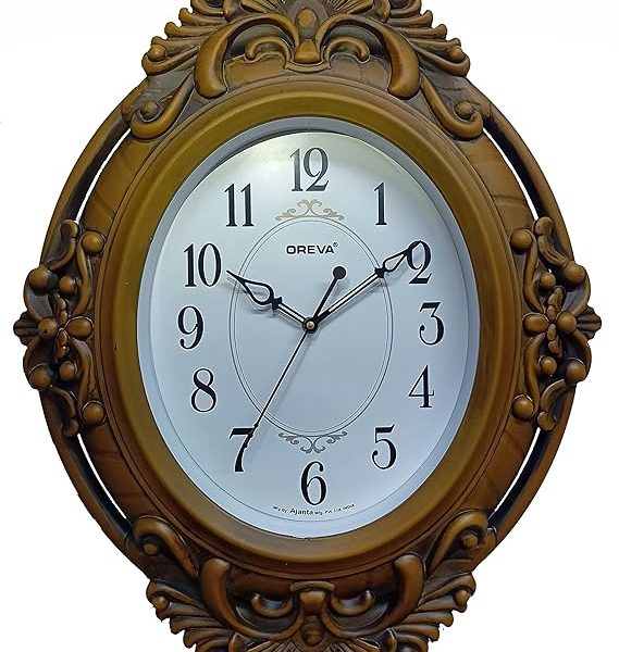 Plastic Wooden Look Unique Sweep Design Silent Wall Clock (40 x 5 x 50 cm, D Wood, AQ-7437SS)