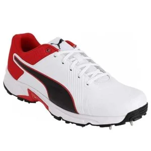 Cricket Shoes (White/Black/Red)