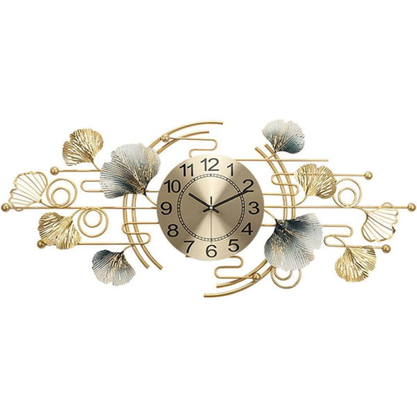 Metal Analog Wall Clock with Floral Design