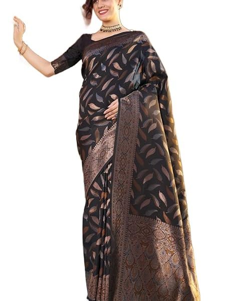 Women's kanjivaram banarasi silk saree for festival Wedding silk with rich pallu Design sarees for women with Unstitched blouse piece