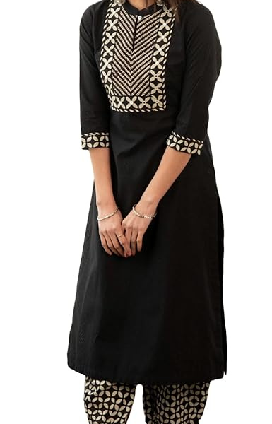Women’s Black Color Kurti Pant Set