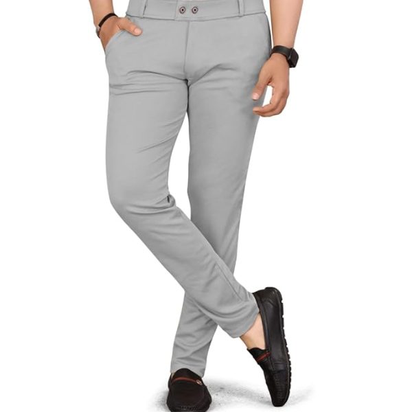 Men's Solid Lycra Slim Fit Stretchable Casual Wear Comfortable Formal Trousers Pants