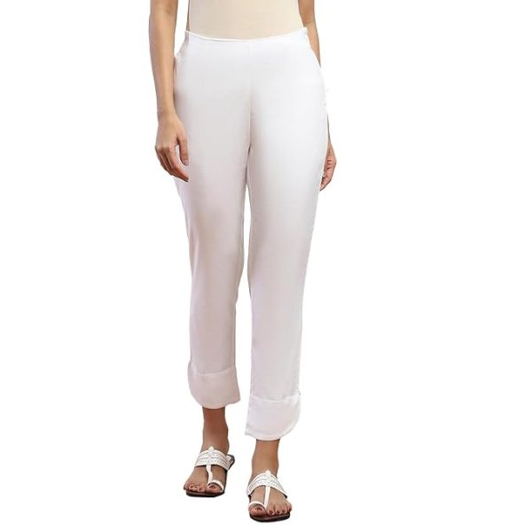 Women Straight High Rise Viscose Lycra Solid Pant
