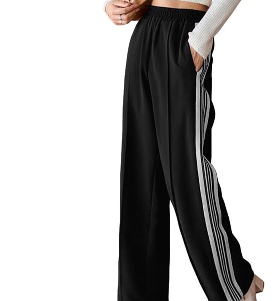 Women's Relaxed Fit High Rise High-Waist Korean Style Trousers