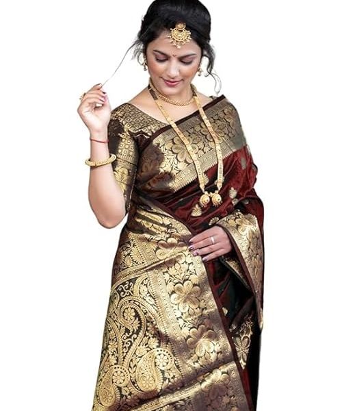 Women's Pure Soft Kanjivaram Silk Saree For Wedding With Blouse Piece