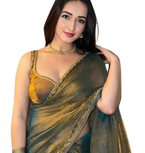 Women's Soft Fancy Silk Saree With Hand Work Lace Boarder & Comes With Unstitched Blouse Piece