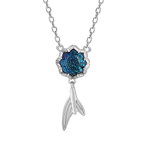 Silver Fin in Ocean Necklace | Valentine Gift for Girlfriend Wife Women & Girls
