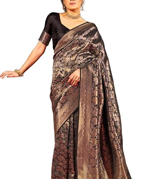 Women's kanjivaram banarasi silk saree for festival Wedding silk with rich pallu Design sarees for women with Unstitched blouse piece