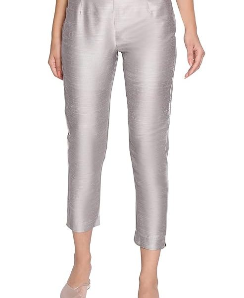 Women Silver Fitted Pants