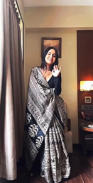 Women's Silk Cotton Kalamkari Print Saree With Blouse Piece