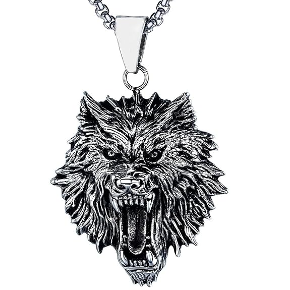 ROARING KING - Alloy Pendant with Pure Stainless Steel 24inch Round Box Chain, European trending Style