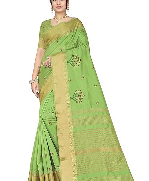 Women's Woven Printed Art Silk Saree with Unstitched Blouse Material