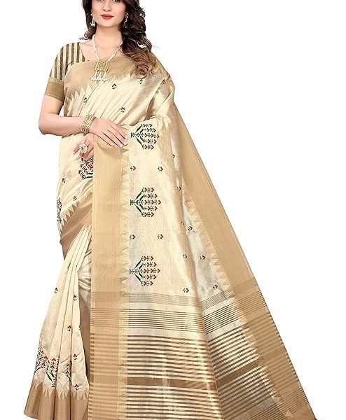 Women's Woven Printed Art Silk Saree with Unstitched Blouse Material