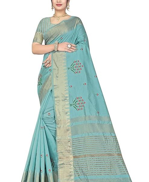 Women's Woven Printed Art Silk Saree with Unstitched Blouse Material