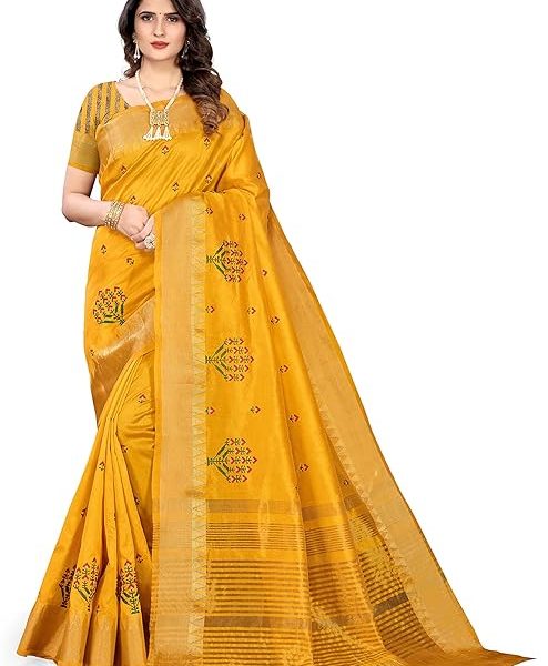 Women's Woven Printed Art Silk Saree with Unstitched Blouse Material
