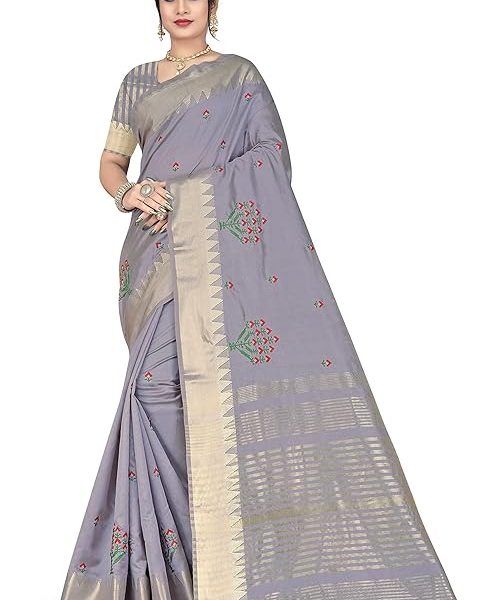 Women's Woven Printed Art Silk Saree with Unstitched Blouse Material