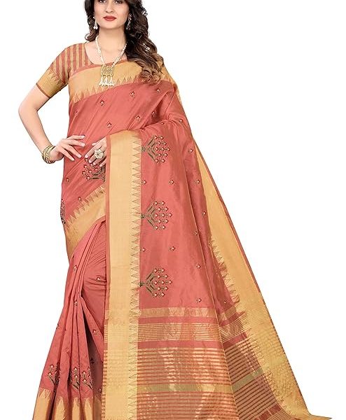 Women's Woven Printed Art Silk Saree with Unstitched Blouse Material