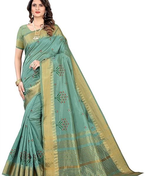 Women's Woven Printed Art Silk Saree with Unstitched Blouse Material