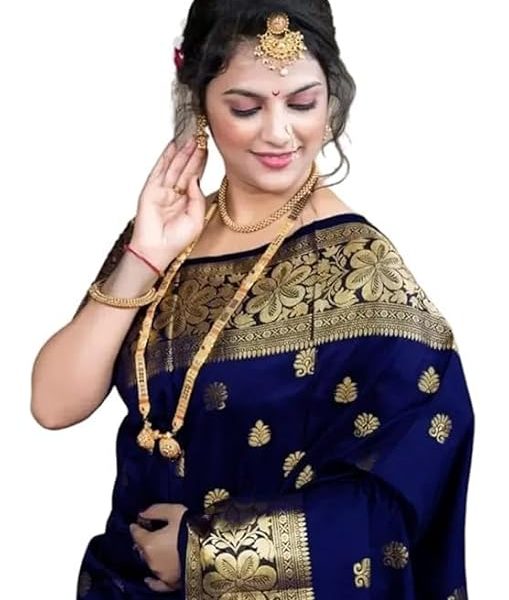 Women's Pure Soft Kanjivaram Silk Saree For Wedding With Blouse Piece