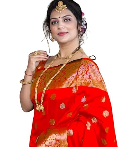 Women's Pure Soft Kanjivaram Silk Saree For Wedding With Blouse Piece